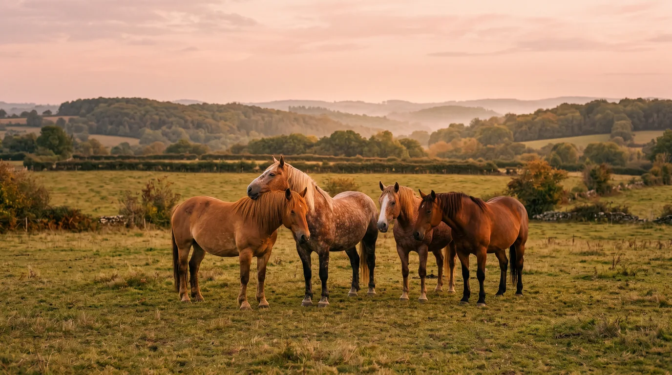 Les chevaux du La Noalha Insolit’ en liberté, Dordogne